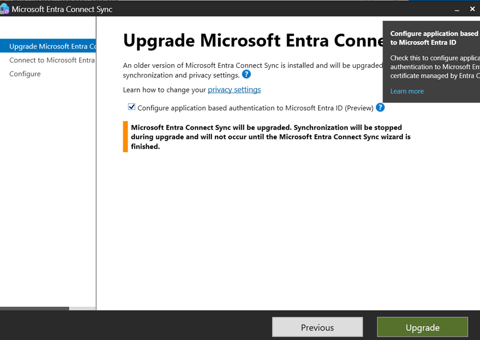 Upgrade Entra Connect